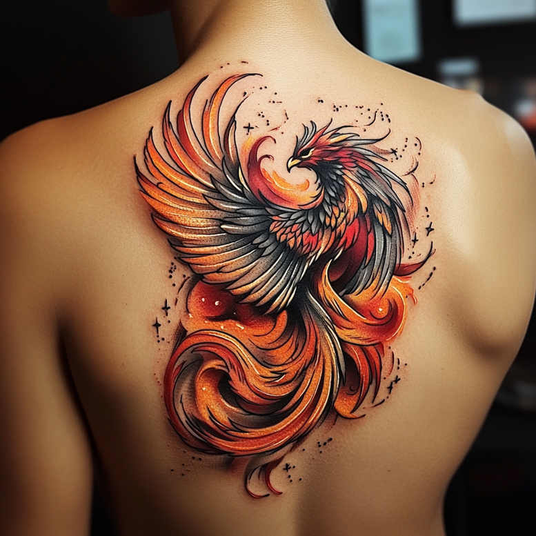 phoenix tattoo design ideas refined lines fire for forearm