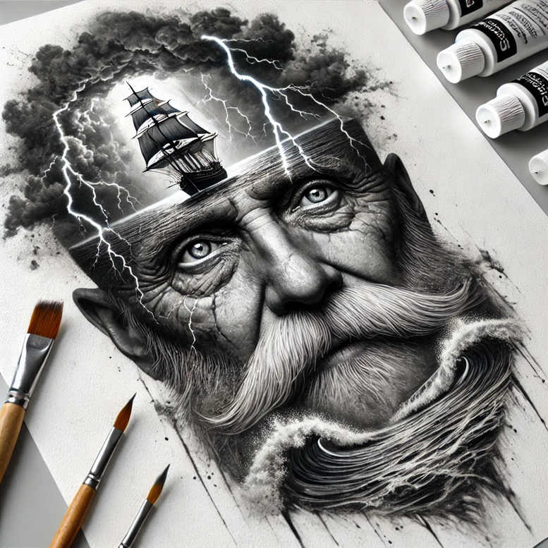 sea-monster-god-tattoo – tattoo design ideas free ai generated – macabre – for-neck – Gallery: poseidon-inkby-ai