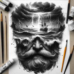 water-protector-tattoo – tattoo design ideas free ai generated – chilling – for-shoulder-blade – Gallery: poseidon-inkby-ai