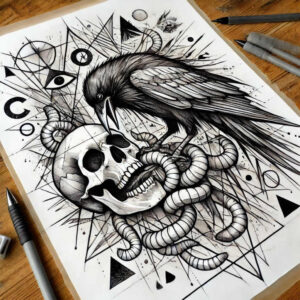 colorful-skull-tattoo – tattoo design ideas free ai generated – creeping-shadow – for-hand – Gallery: skulls-inkby-ai