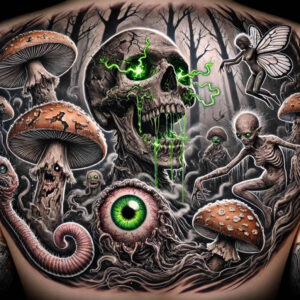 detailed-skull-tattoo – tattoo design ideas free ai generated – faded-memory – for-stomach – Gallery: skulls-inkby-ai