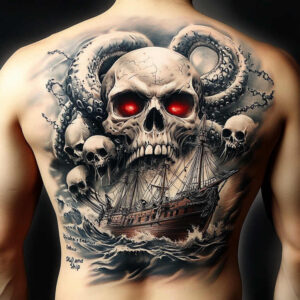 feather-skull-tattoo – tattoo design ideas free ai generated – haunting – for-triceps – Gallery: skulls-inkby-ai
