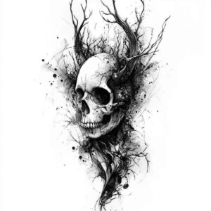 realistic-skull-tattoo – tattoo design ideas free ai generated – paranormal – for-knee – Gallery: skulls-inkby-ai
