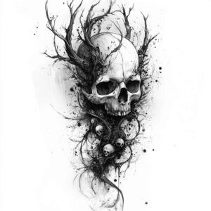 shaded-skull-tattoo – tattoo design ideas free ai generated – gagged – for-abdomen – Gallery: skulls-inkby-ai