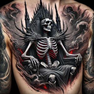 shadow-and-light-skull-tattoo – tattoo design ideas free ai generated – ominous – for-back-shoulder – Gallery: skulls-inkby-ai