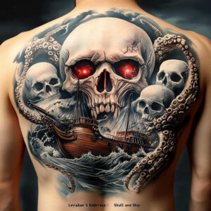 skull-tattoo – tattoo design ideas free ai generated – faded-memory – for-thigh – Gallery: skulls-inkby-ai