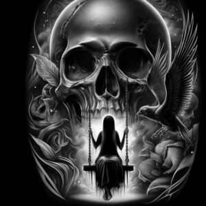 surreal-effect-skull-tattoo-for-men – tattoo design ideas free ai generated – shadowy – for-forearm – Gallery: skulls-inkby-ai