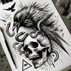 skulls tattoo design ideas Surrealism subconscious themes afterlife marker for side