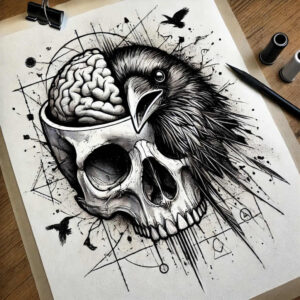 skulls tattoo design ideas Surrealism melted shapes bone detailing for wrist side