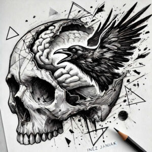skulls tattoo design ideas Surrealism mystical bone detailing represents determination