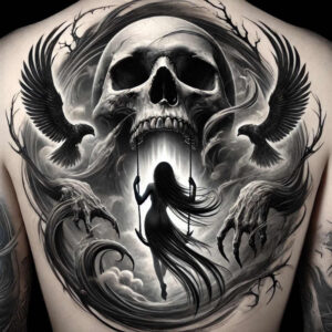 skulls tattoo design ideas Realism natural tones haunted symbol stands for endurance