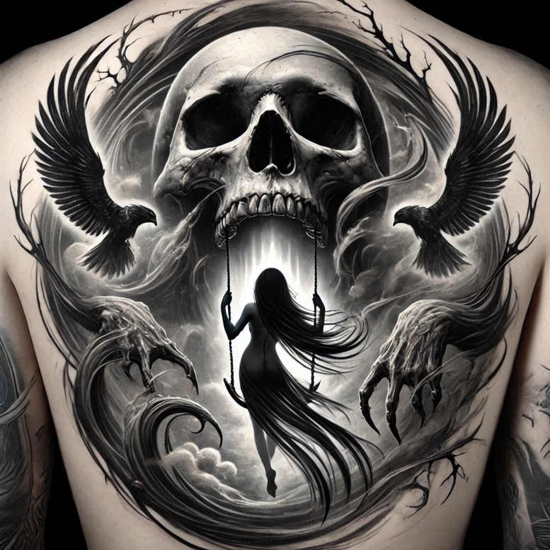 skulls tattoo design ideas Realism natural tones haunted symbol stands for endurance
