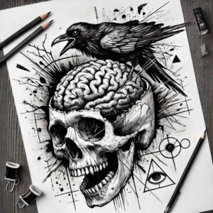 skulls tattoo design ideas Surrealism symbolism hollow stare shows resilience