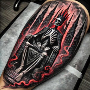 skulls tattoo design ideas Surrealism translucent layers mortality for lower leg
