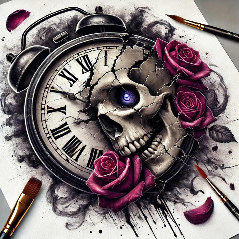 transformation-motif-skull-tattoo – tattoo design ideas free ai generated – mystic-darkness – for-upper-back – Gallery: skulls-inkby-ai