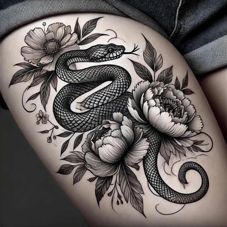 minimalist-snake-tattoo – tattoo design ideas free ai generated – discreet-mark – for-lower-back – Gallery: snakes-inkby-ai