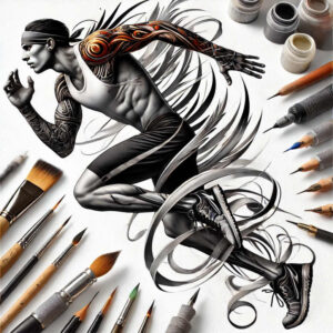 olympic-sport – tattoo design ideas free ai generated – surrealism-ethereal – for-lower-thigh – Gallery: sport-inkby-ai