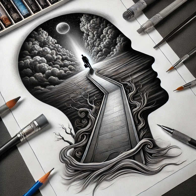 emotion-motif-figure-tattoo – tattoo design ideas free ai generated – witchcraft – for-hip – Gallery: surrealistic-characters-inkby-ai