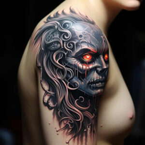 imagination-figure-tattoo – tattoo design ideas free ai generated – cobweb – for-ankle – Gallery: surrealistic-characters-inkby-ai