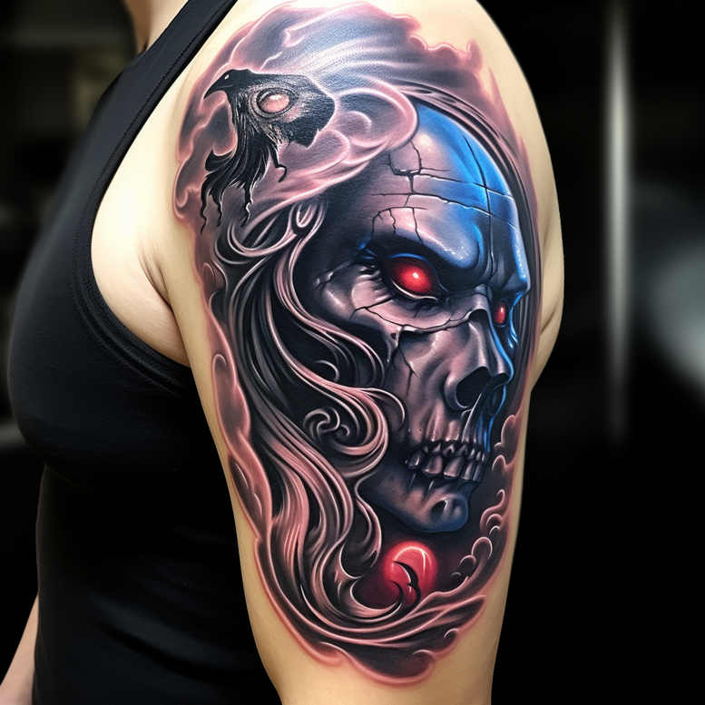 light-effect-figure-tattoo – tattoo design ideas free ai generated – mystic – for-wrist-side – Gallery: surrealistic-characters-inkby-ai