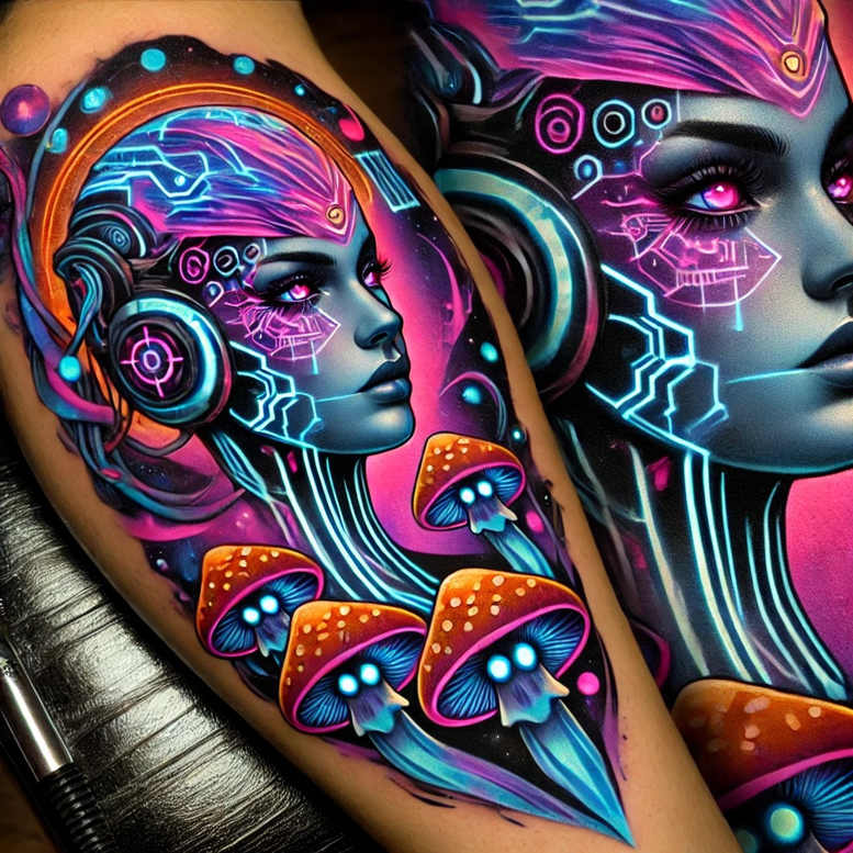 ornamental-detail-figure-tattoo – tattoo design ideas free ai generated – macabre – for-abdomen – Gallery: surrealistic-characters-inkby-ai