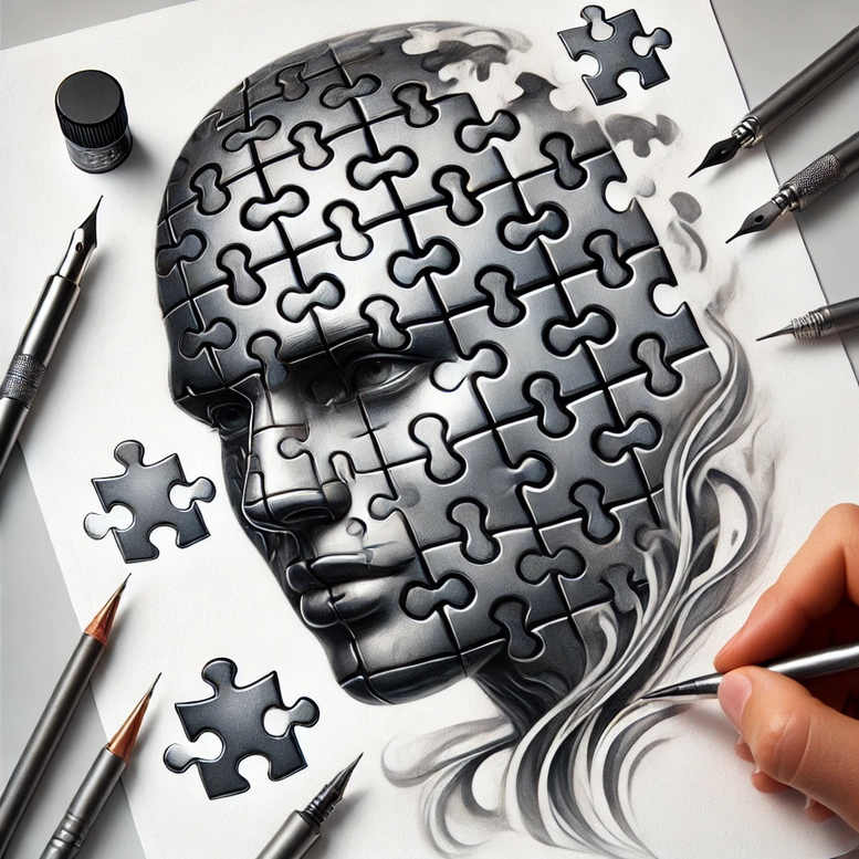 surrealistic-characters tattoo design ideas smooth gradients distorted face for forearm