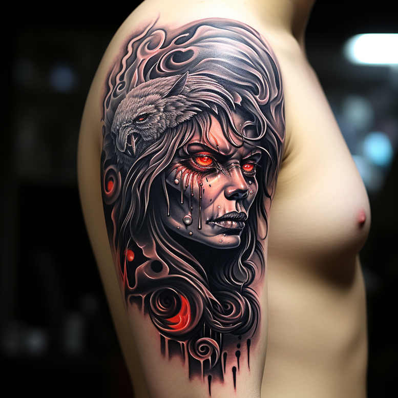 surrealistic-characters tattoo design ideas Surrealism unconscious imagery paradox person for back shoulder