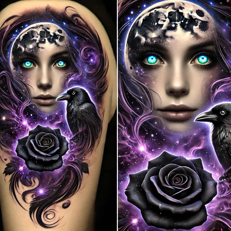 surrealistic-characters tattoo design ideas Realism digital realism psychic split for behind ear