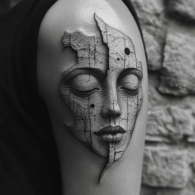 surrealistic-characters tattoo design ideas Realism ultra detailed psychic split symbol of perseverance
