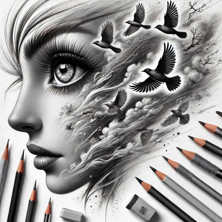 surrealistic-characters tattoo design ideas gradient fills symbolic body symbolising determination
