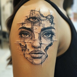 surrealistic-characters tattoo design ideas clean contrast visual mind stands for perseverance