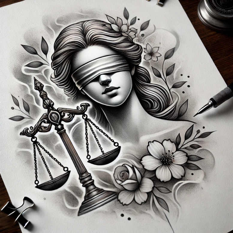 themis tattoo design ideas Realism visual accuracy pure judgment for upper shoulder