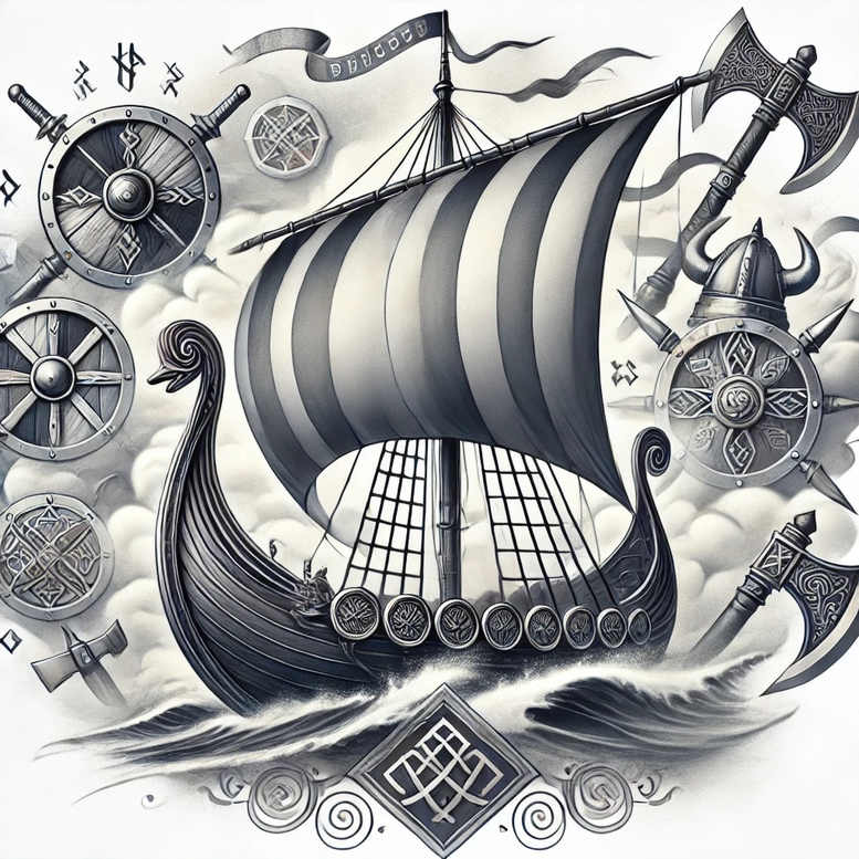 viking-ships tattoo design ideas realistic icebreaker embodying determination