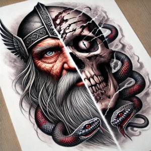vikings tattoo design ideas contrasting colors seafaring raider strength and power