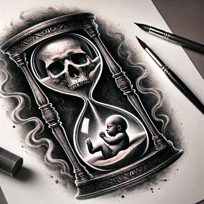 time-harmony-symbol-neotraditional-refined-lines-for-back-shoulder – tattoo design ideas free ai generated – Gallery: watches-hourglass-inkby-ai