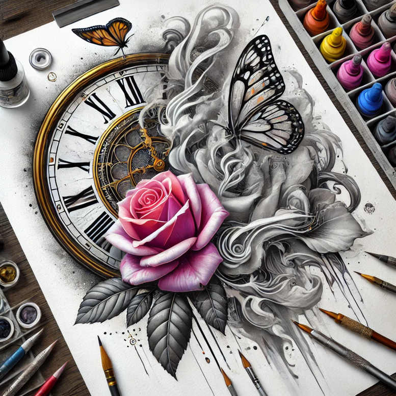 eternity-realism-emotional-realism-for-upper-back – tattoo design ideas free ai generated – Gallery: watches-hourglass-inkby-ai