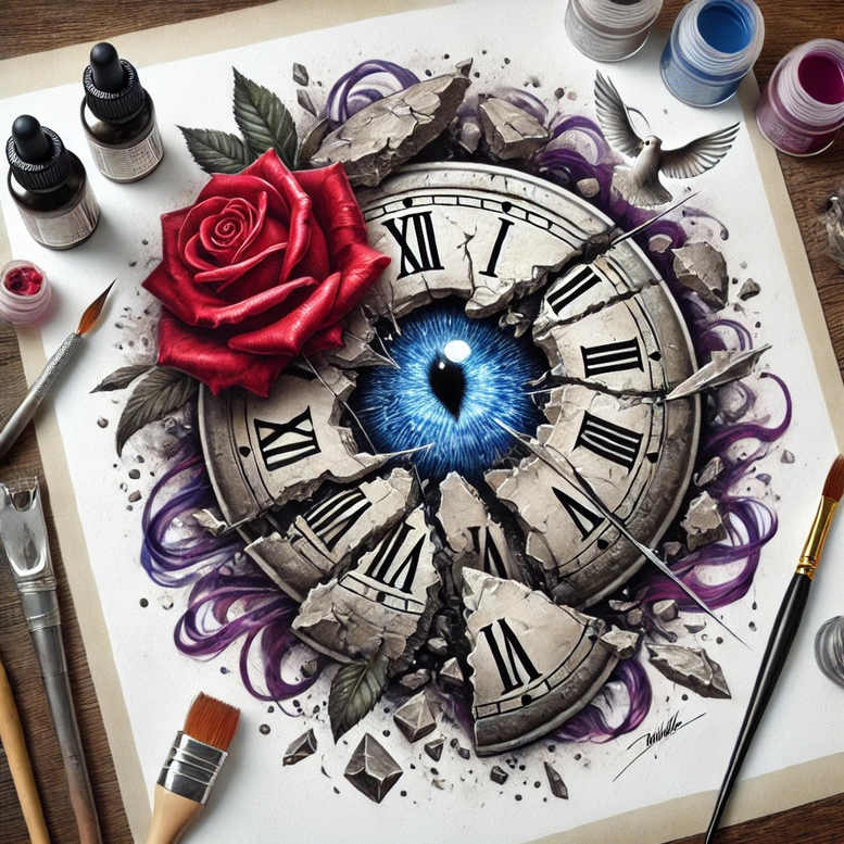 time-with-shadow-motif-realism-dynamic-shadows-for-arm – tattoo design ideas free ai generated – Gallery: watches-hourglass-inkby-ai