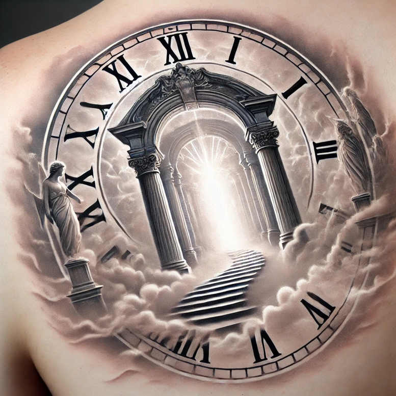 watches-hourglass tattoo design ideas clean fill ancient clock for scapula