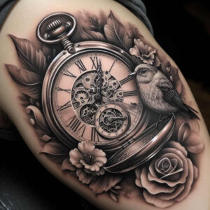 watches-hourglass tattoo design ideas Surrealism mysterious antique measure endurance and power