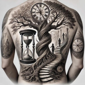 watches-hourglass tattoo design ideas Surrealism symbolism classic measure for neck