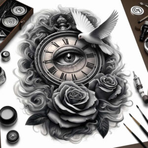 watches-hourglass tattoo design ideas Realism emotional realism life span stands for resilience