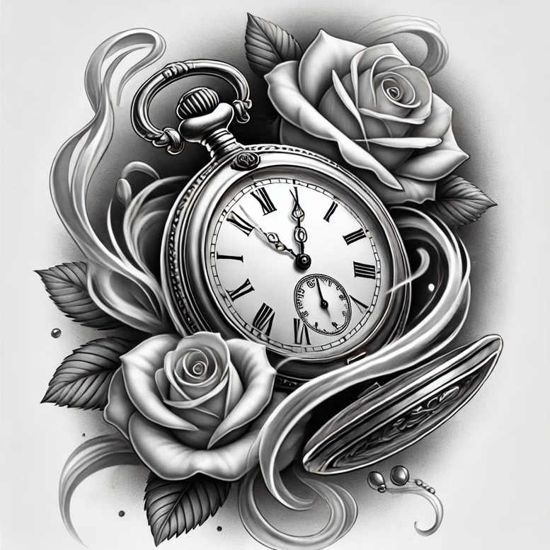 watches-hourglass tattoo design ideas Surrealism psychological depth limited time for lower chest