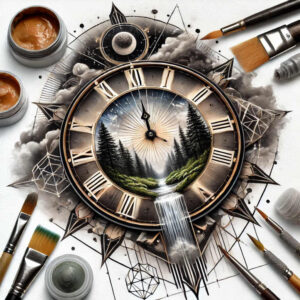 watches-hourglass tattoo design ideas hyperrealistic ornamental timer for collarbone