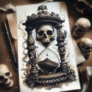 watches-hourglass tattoo design ideas low-key passing time for calf