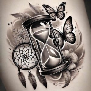 watches-hourglass tattoo design ideas form fidelity sand tattoo for outer arm