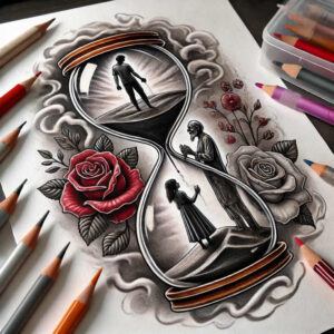 watches-hourglass tattoo design ideas modern classic symbolic countdown for back of neck