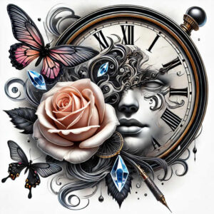 watches-hourglass tattoo design ideas layered fill time echo for shoulder blade