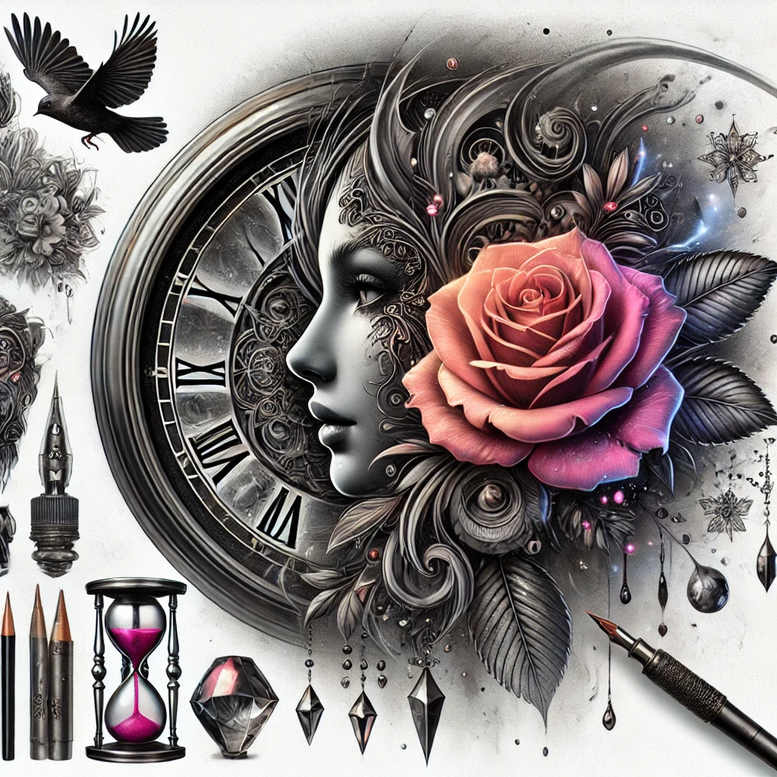 time-with-lines-surrealism-dynamic-shapes-for-ankle – tattoo design ideas free ai generated – Gallery: watches-hourglass-inkby-ai