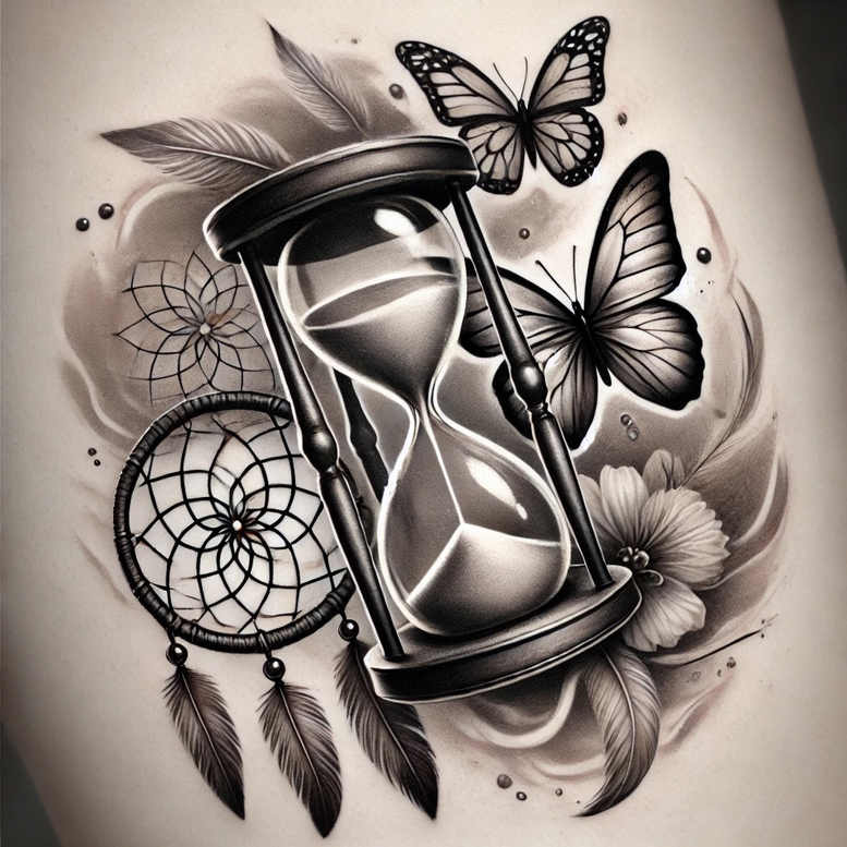 time-transformation-symbol-surrealism-fluid-forms-for-hand – tattoo design ideas free ai generated – Gallery: watches-hourglass-inkby-ai