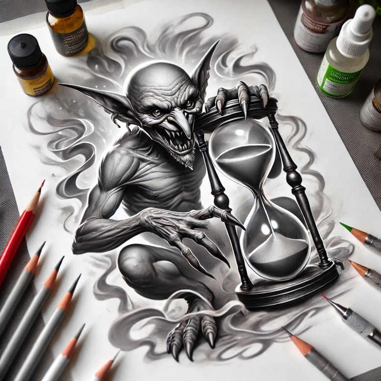 time-transformation-symbol-neotraditional-clean-fill-for-upper-arm – tattoo design ideas free ai generated – Gallery: watches-hourglass-inkby-ai